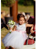 Feifei Sleeves White Lace Tulle Tutu Flower Girl Dress
